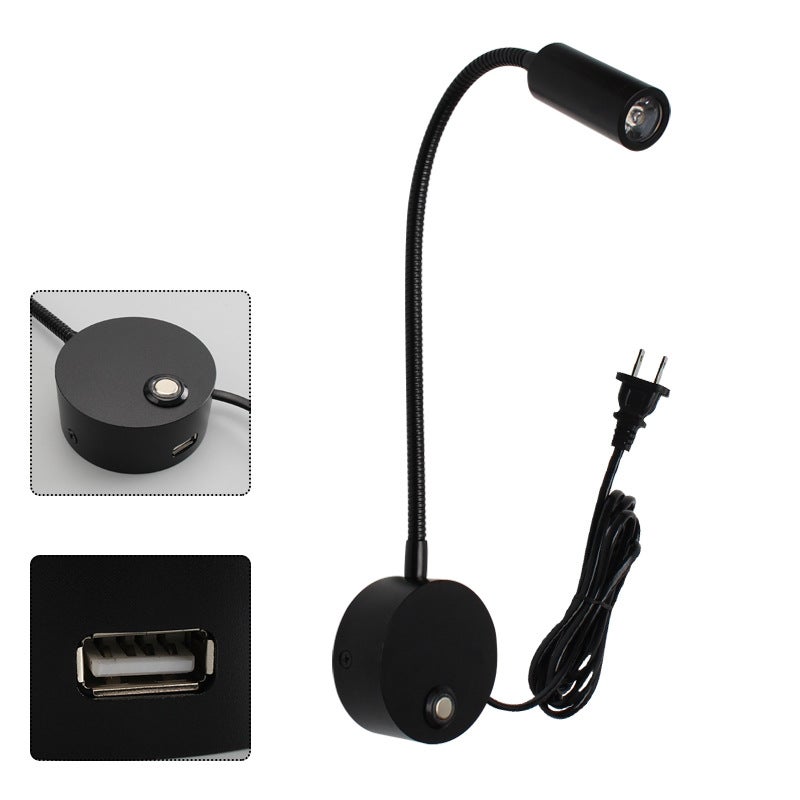 Ściemnialna lampa do czytania do kamperów z portem ładowania USB, elastyczne reflektory LED 12-24 V DC, do samochodów dostawczych, przyczep kempingow