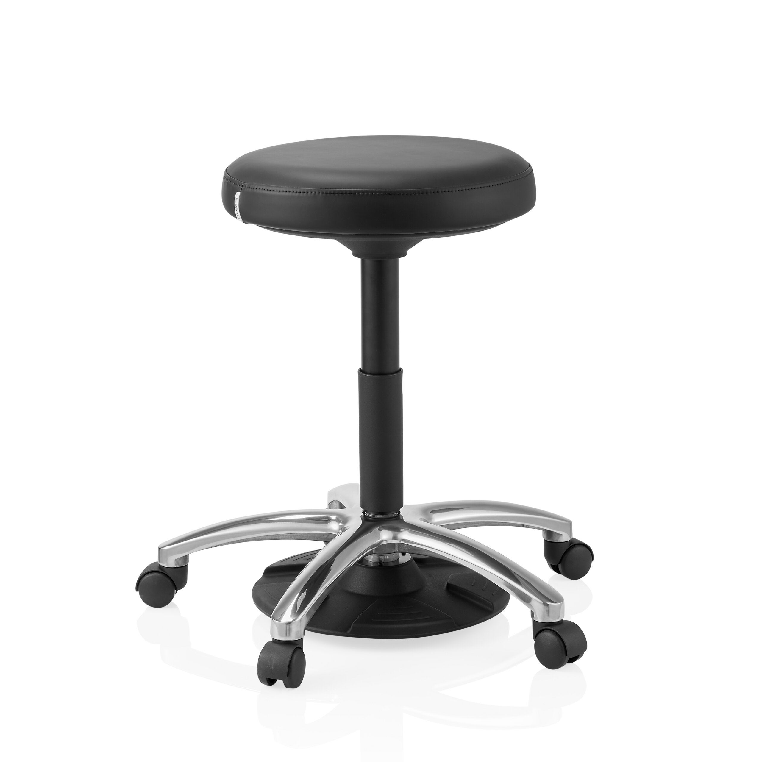 Taboret / Taboret Obrotowy / Krzesło Robocze Operator Step Skóra Syntetyczna Czarna hjh OFFICE