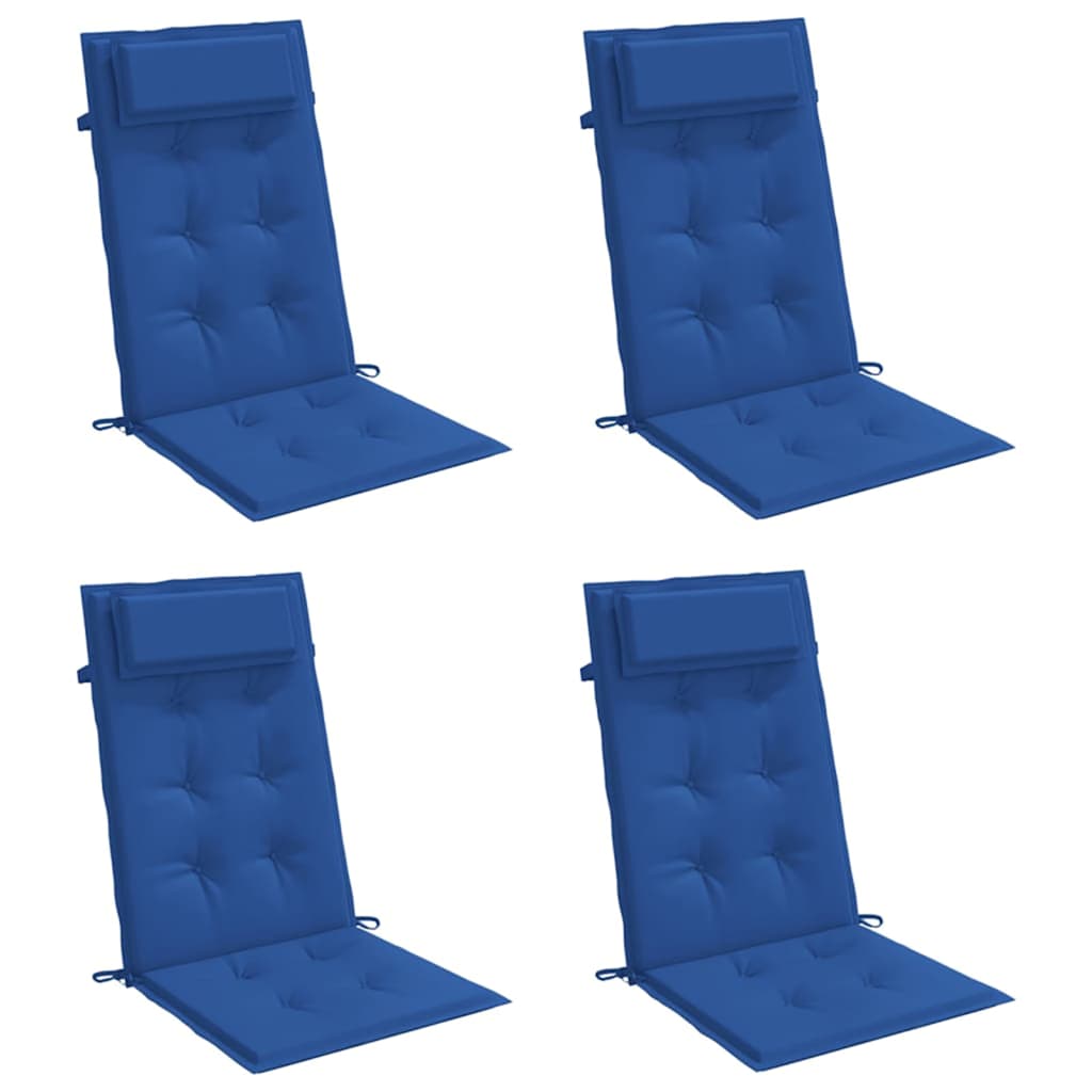 4x Poduszka Ogrodowa na Krzesło z Wysokim Oparciem Kobaltowa 120x50x3 cm