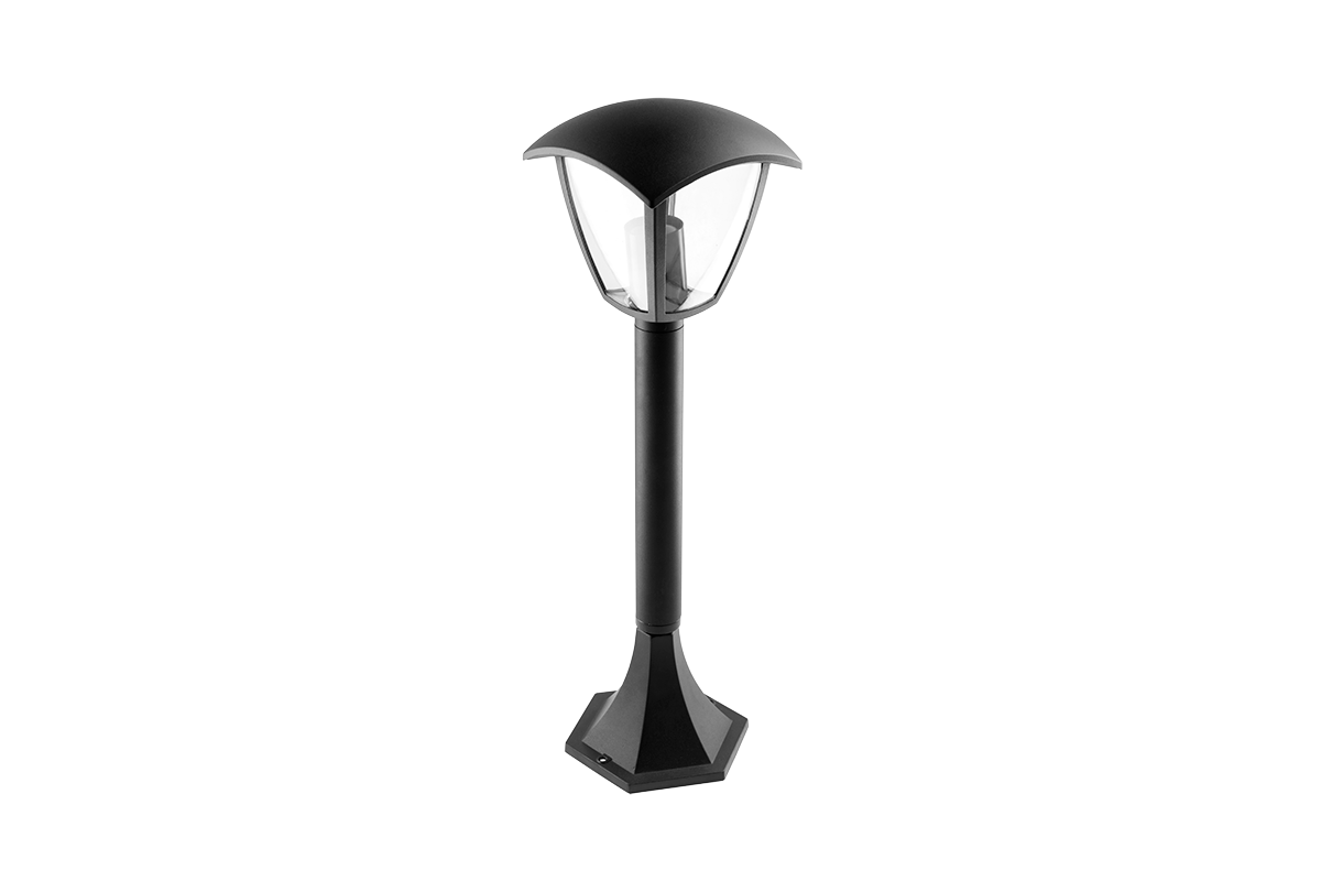 Lampa ogrodowa słupek MARINA-P, E27 max 20W, czarna, IP54, klosz z poliwęglanu, do ogrodu i na taras – GTV LIGHTING