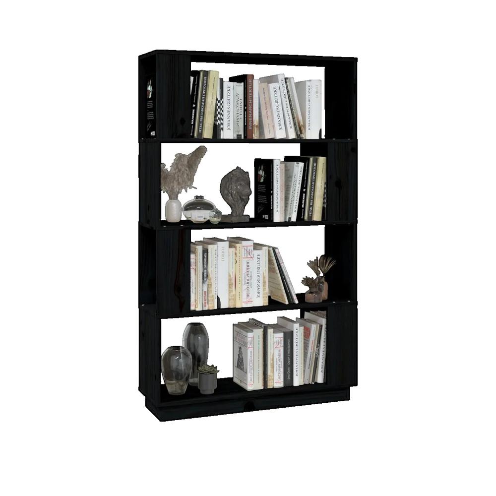 Biblioteczka VidaXL Lite drewno sosnowe czarny 80x25x132 cm Przegroda