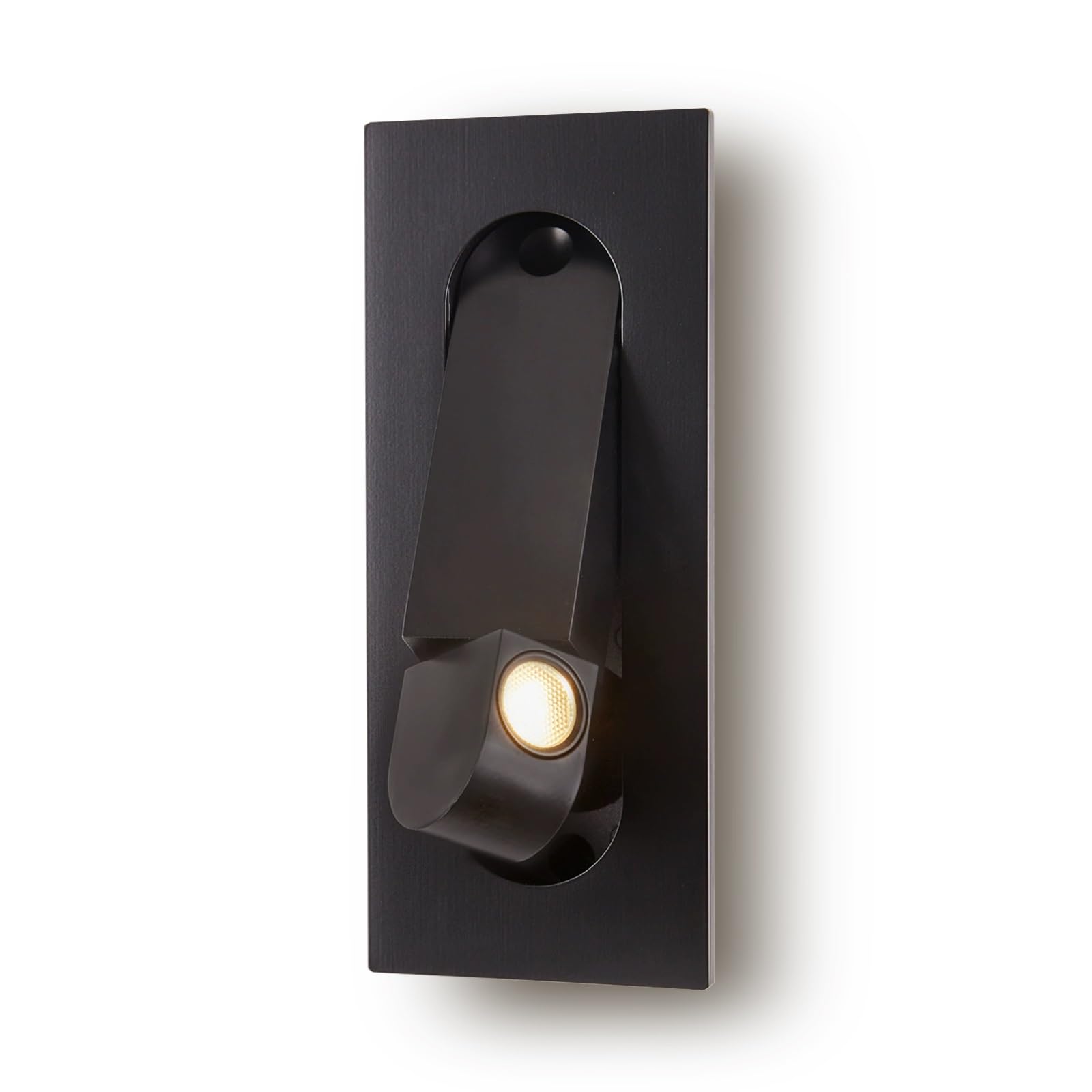 Kinkiet LED wpuszczany w ścianę, lampa do czytania na stolik nocny, obrót 360, ukryty włącznik, światło neutralne 4000K, czarny