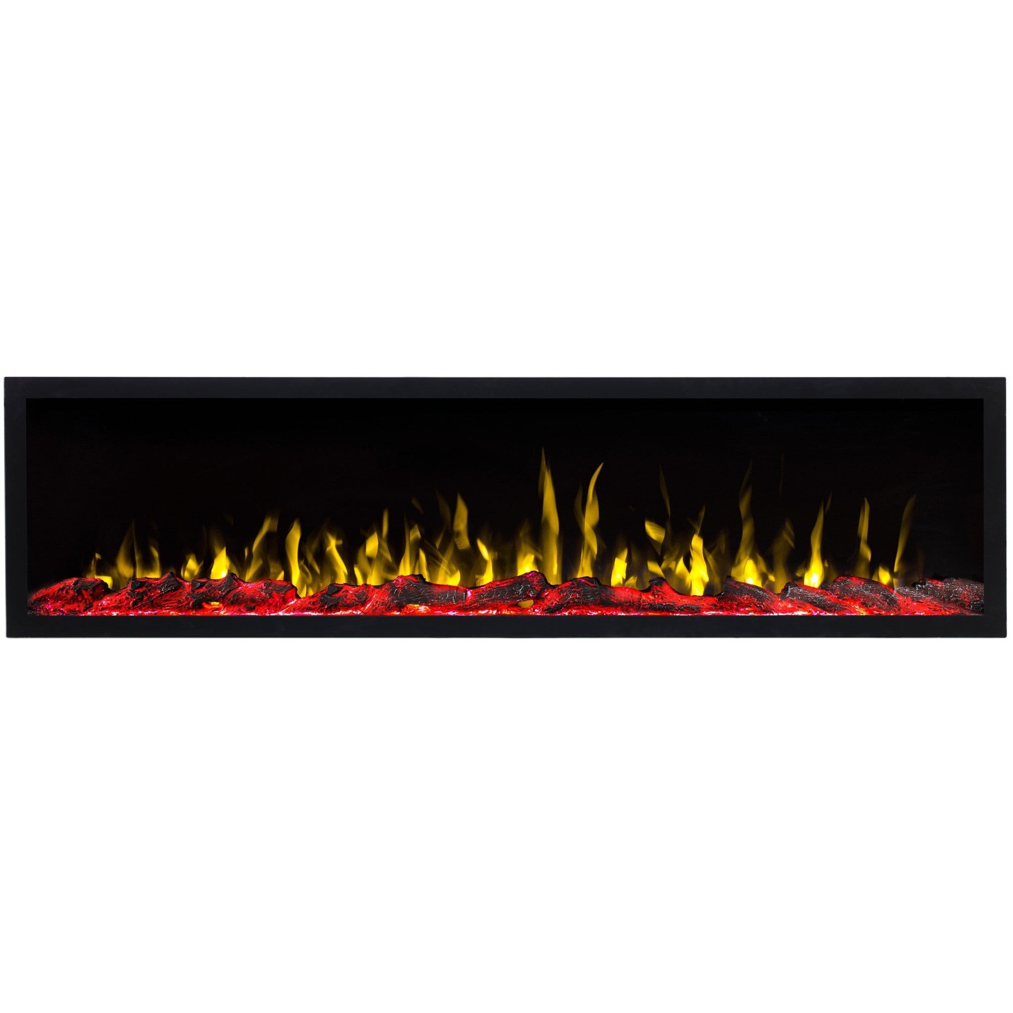 Kominek elektryczny AFLAMO Pride S183 - ogień premium - na ścianę i do zabudowy - 183x42x13 cm - dekoracyjny kominek LED bez grzania