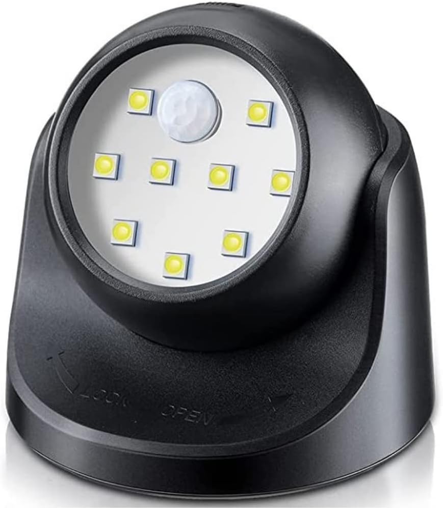 Zewnętrzna lampa ścienna z czujnikiem ruchu. Oświetlenie zewnętrzne LED o mocy 1000 lumenów. Zasilane bateryjnie, bezprzewodowe oświetlenie. Obrót o 3