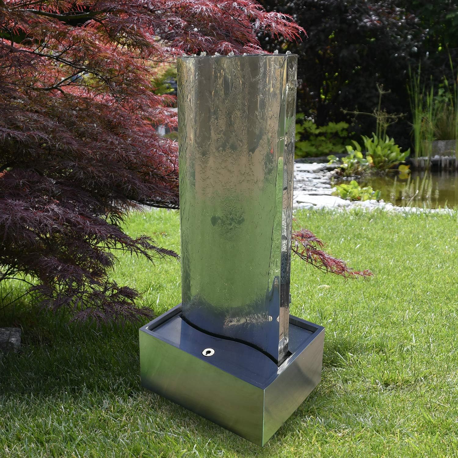 Ściana wodna Libro z oświetleniem LED Wysokość ok. 122 cm Element wodny z umywalką ze stali nierdzewnej 23007S