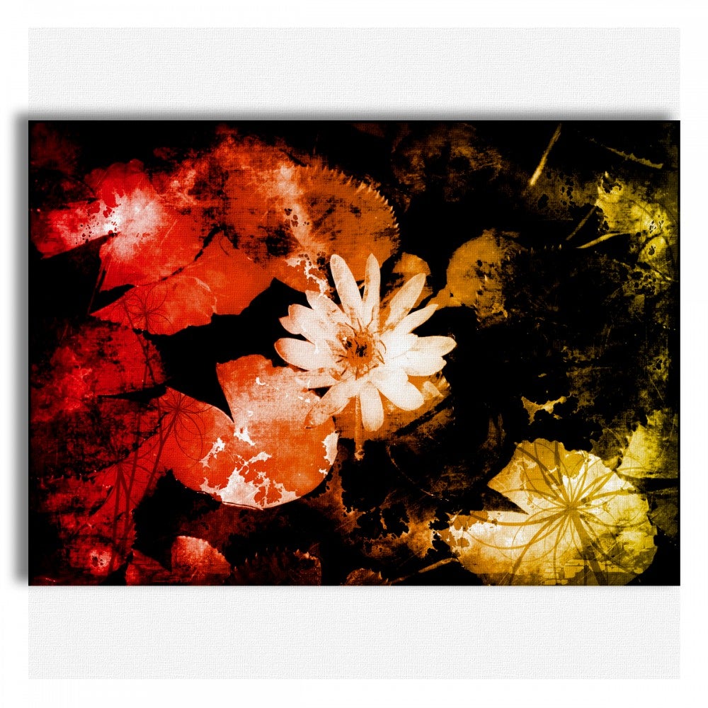 Dekoracja kwiatowa w stylu grunge – obraz na płótnie na drewnianej ramie 70x50 cm