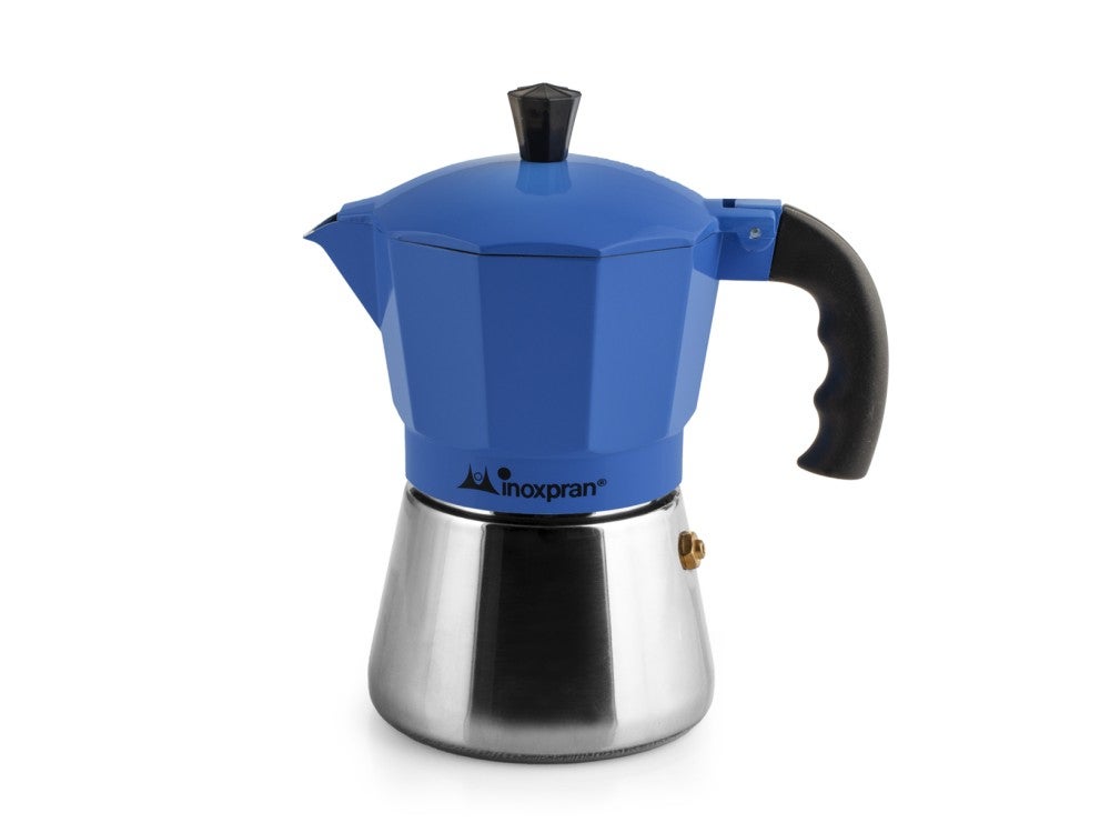 Cafeteira Inoxpran de alumÃnio com 3 xÃcaras e caldeira de aÃ§o inoxidÃ¡vel, azul