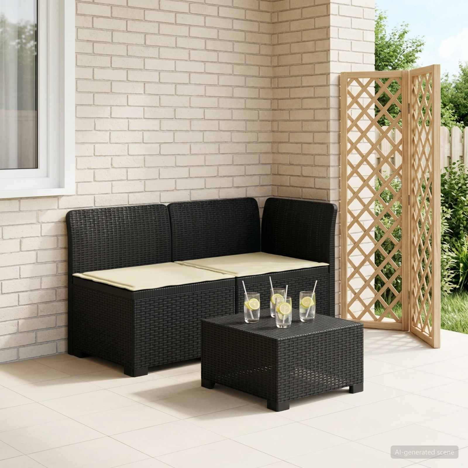 Sofa Ogrodowa 2-osobowa z Poduszkami w Wyglądzie Rattanowym PP vidaXL
