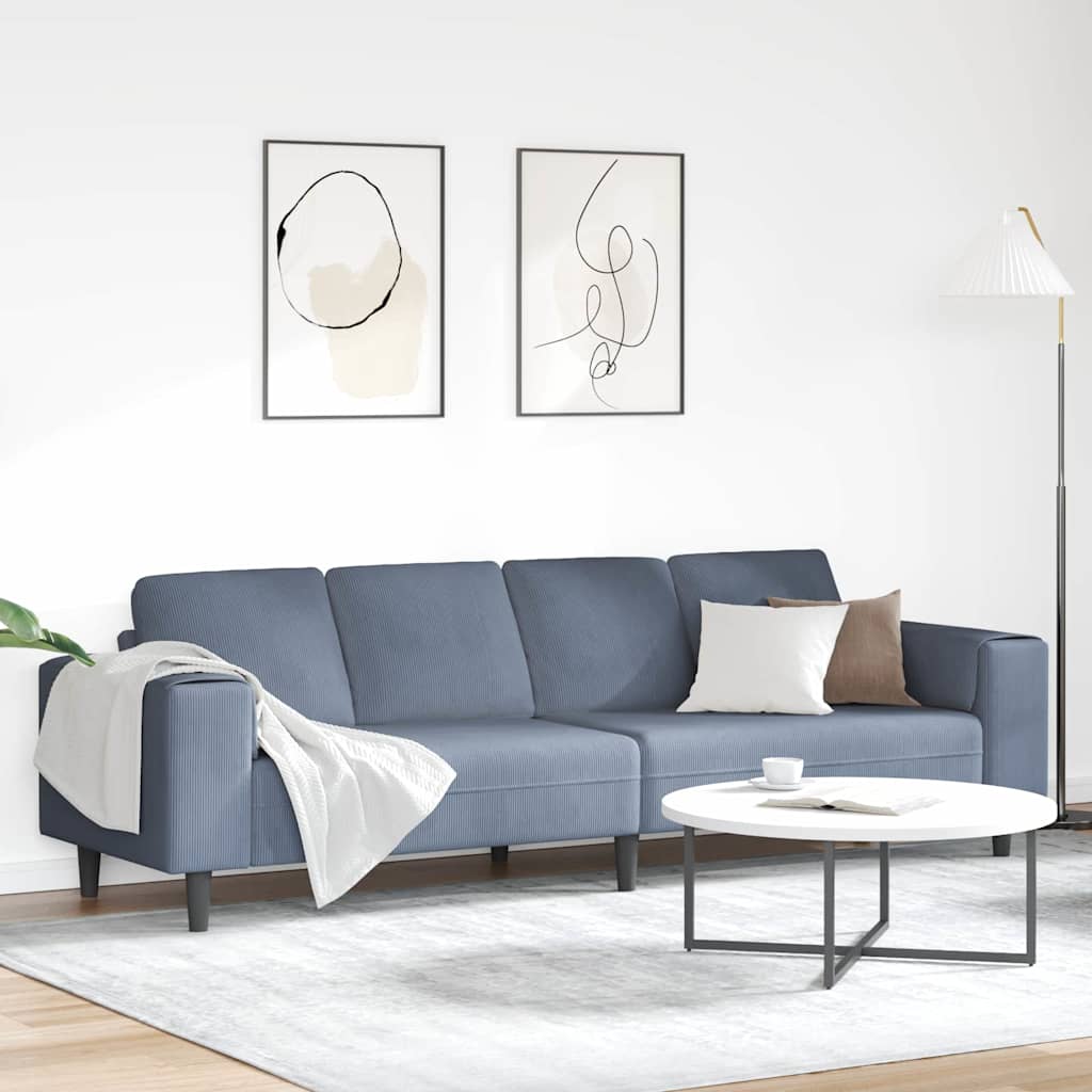 Sofa Niebieski 250 x 77 x 76 cm Tkanina sztruksowa vidaXL