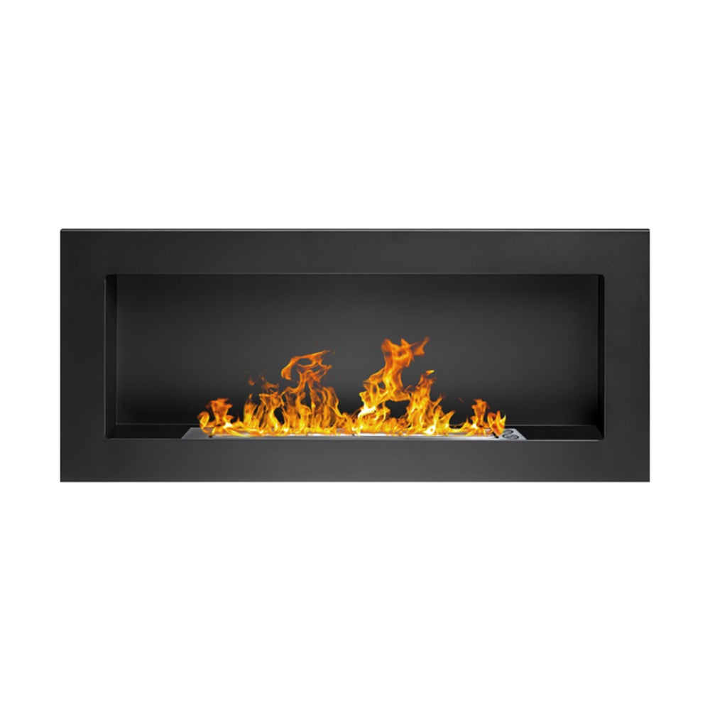Biokominek ścienny lub do zabudowy Lucca Black, dł 90 x gł 12 x wys 40