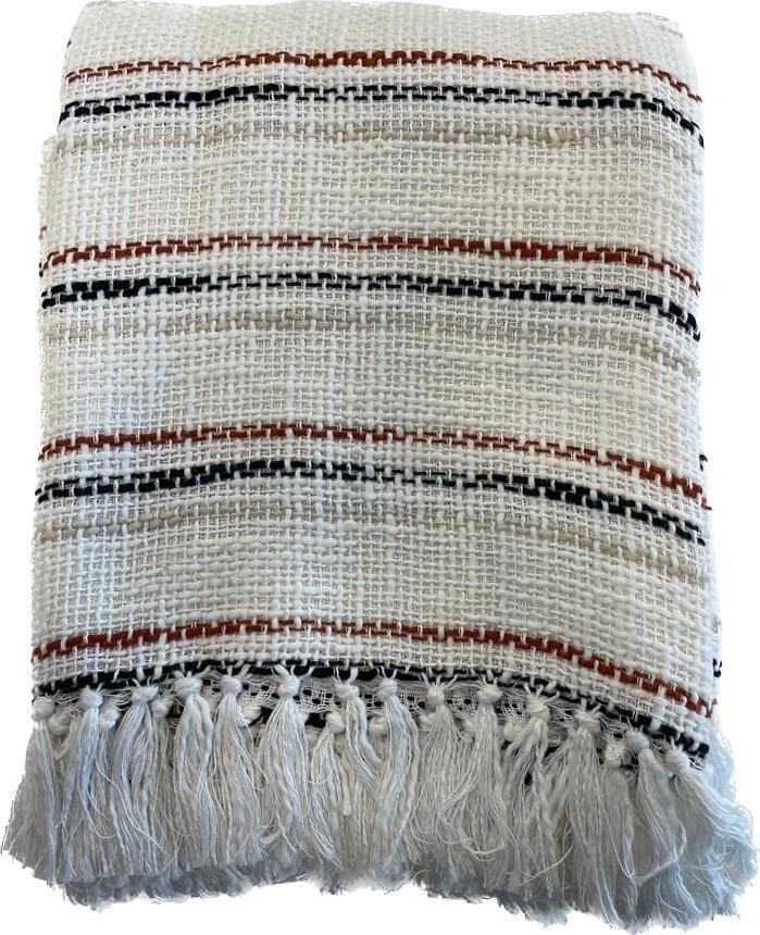 Koc Linen Pompon wielokolorowy 100% bawełna 200x150 cm
