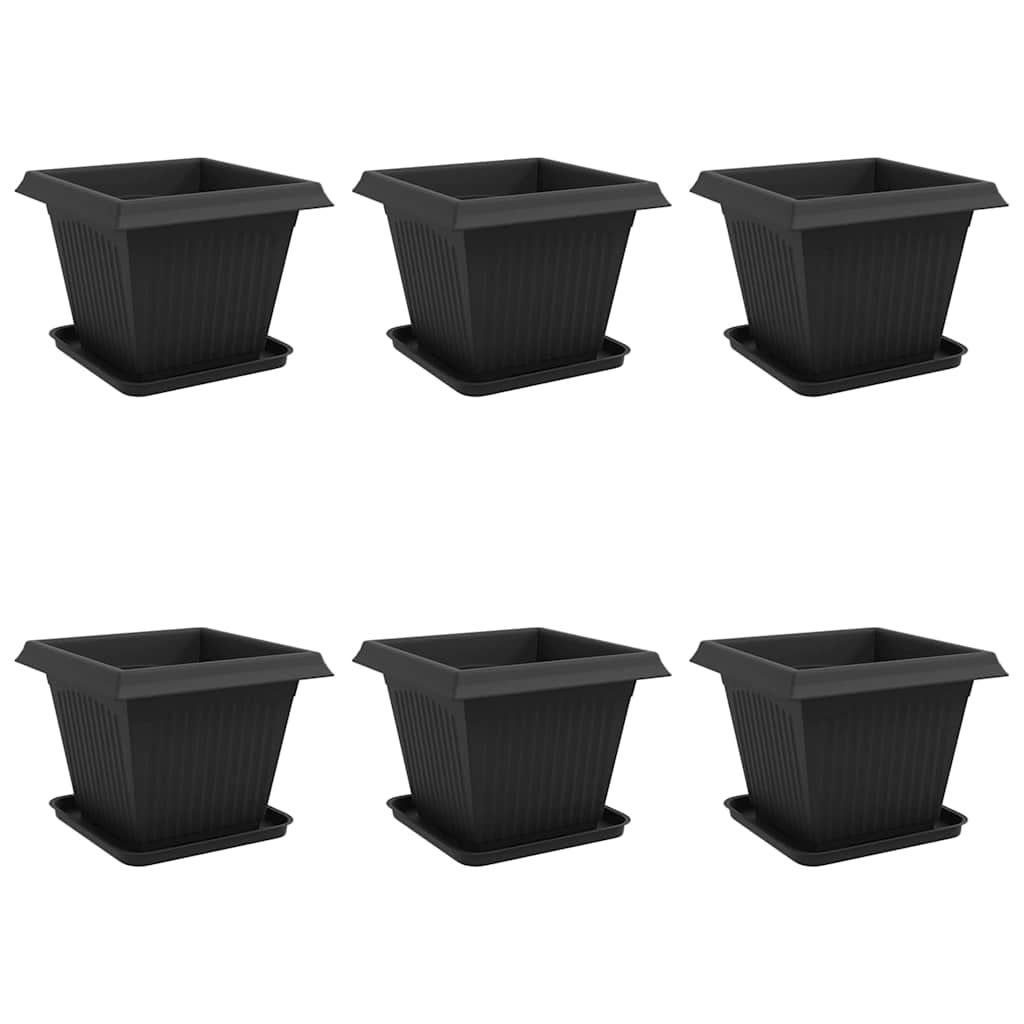 Doniczki 6 pcs Czarny 38 x 38 x 30 cm Z tworzywa sztucznego