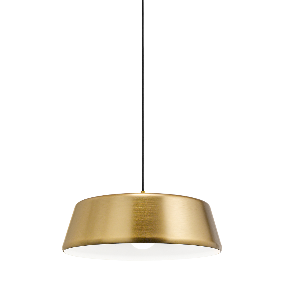 Lampa wisząca Blanca S/P – nowoczesny design z aluminium z mosiężnym wykończeniem, gwint E27, maks 60 W, idealna do wnętrz – Gealuce