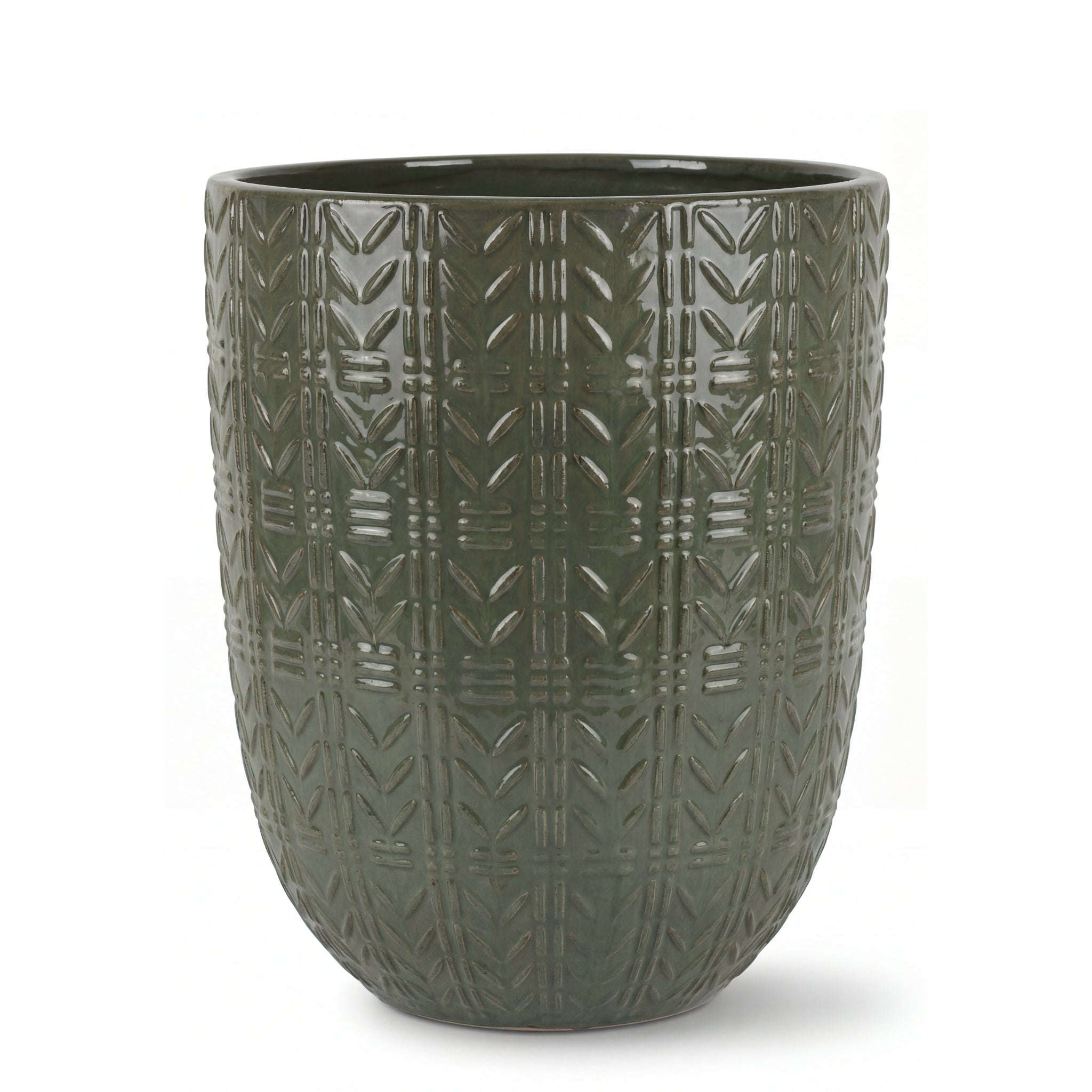 Donica ceramiczna Provencelia MERCURE Oliwkowy, sred.39 x H51 cm, mrozoodporna, rękodzieło, szkliwiona