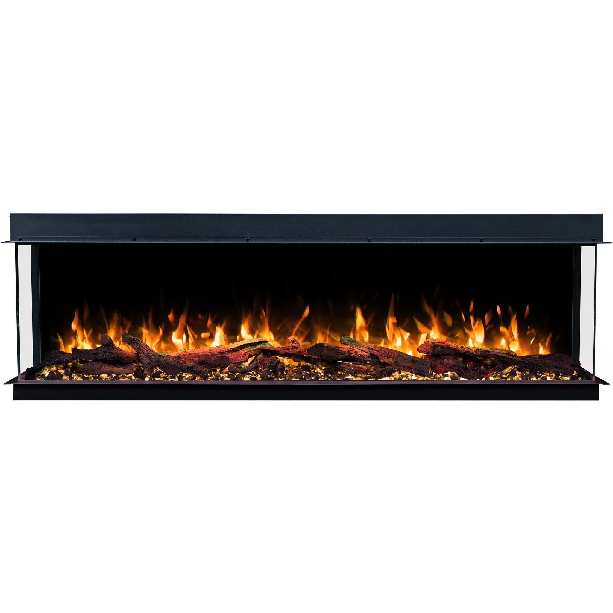 Trójstronny kominek elektryczny Emotion Flame Solis 90 - ogień premium, do zabudowy - 90x30x46 cm - kominek LED z grzaniem 750/1500W