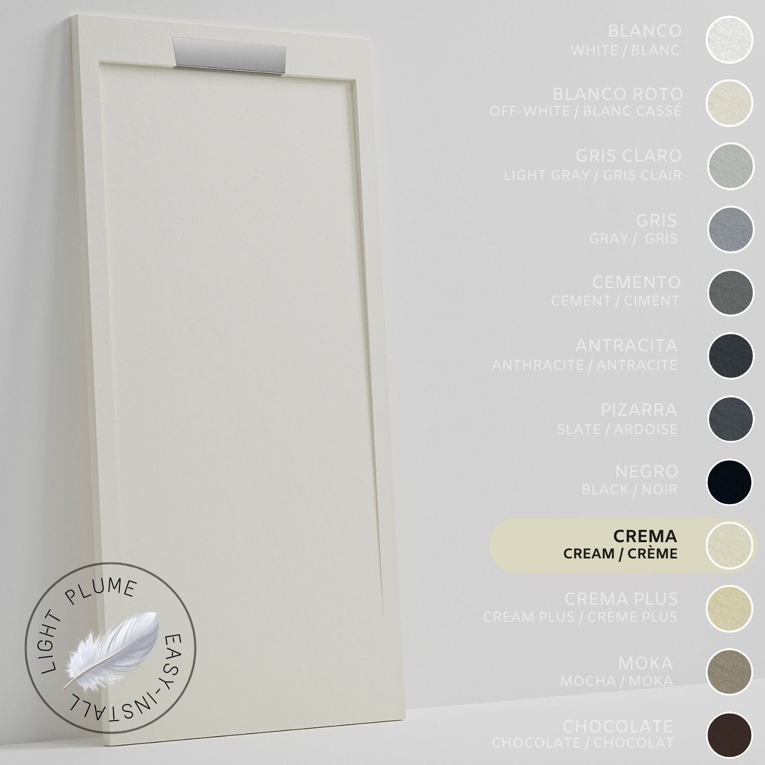 SOULHOME Lekki Brodzik z Żywicy tekstura Łupka – kremowy– 110x90- Niski 3cm– Elegancki