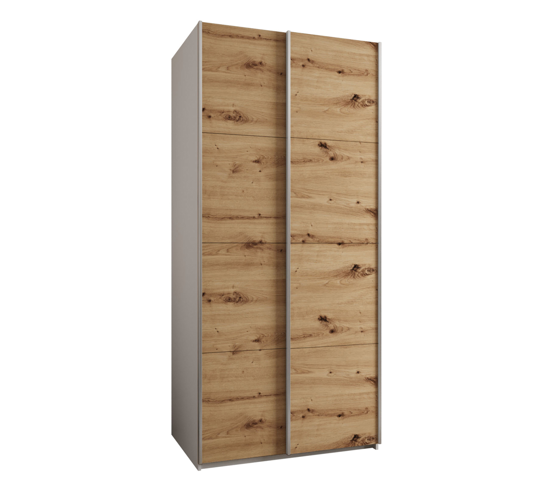 Szafa przesuwna wysoka Lux 1 100 x 64 x 245,5 cm biały + artisan + u. srebrny - Abiks Meble