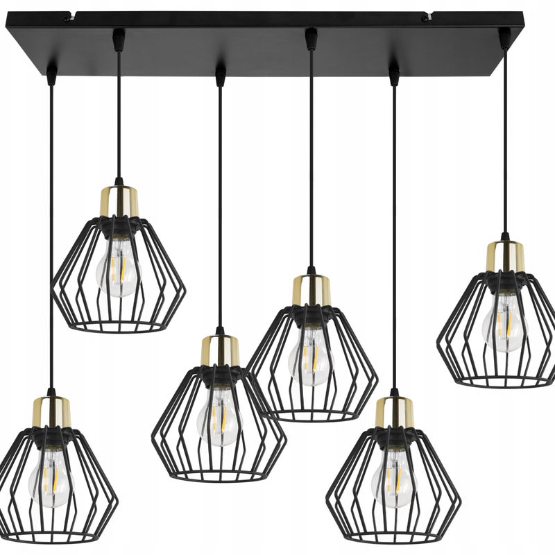 Lampa sufitowa wisząca Light Home LH Nuvola 6x E27 60W czarny/złoty