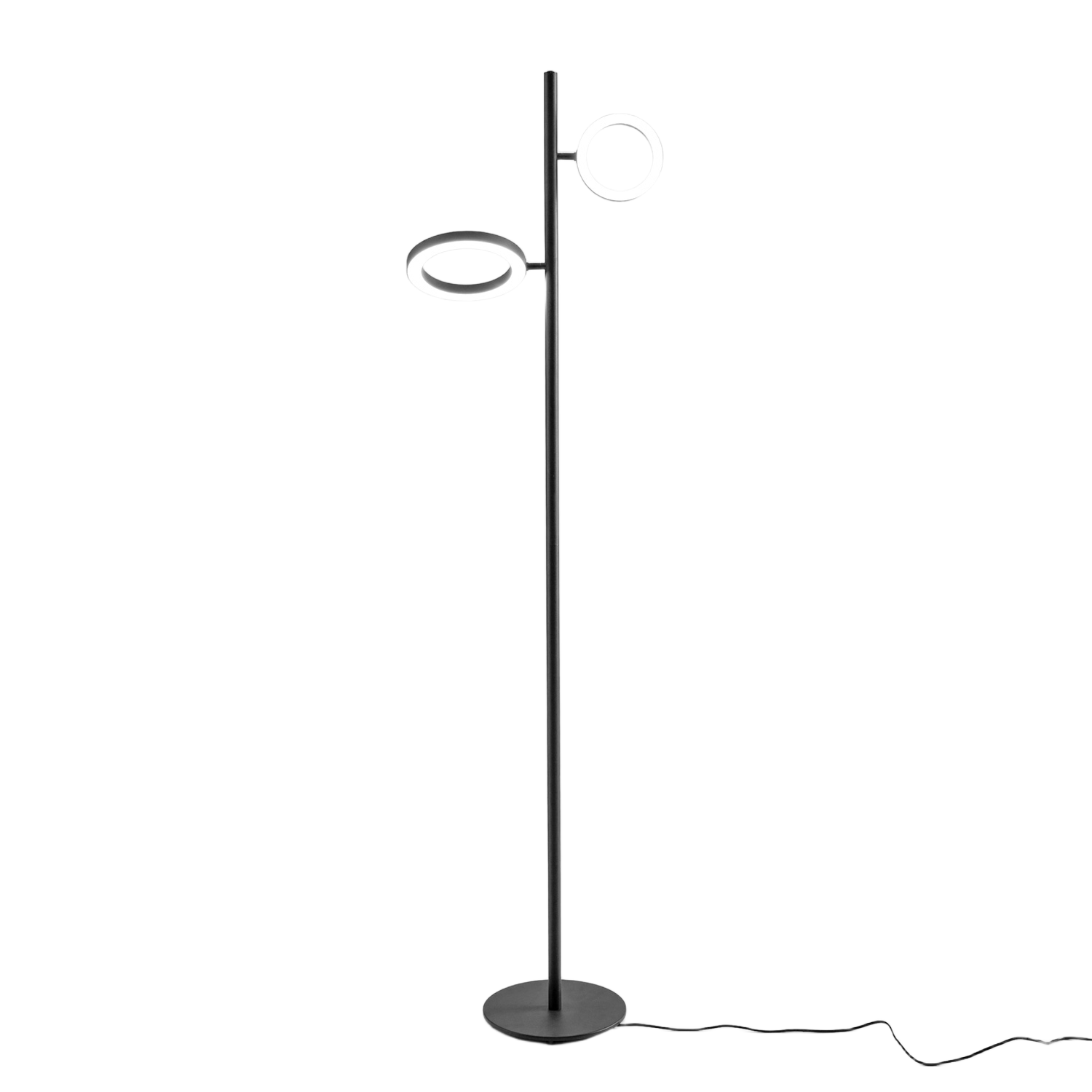 Lampa podłogowa GPIN32 – ściemnialna lampa podłogowa LED 28 W (10 W + 18 W) 3000 K w matowym czarnym aluminium – Gealuce