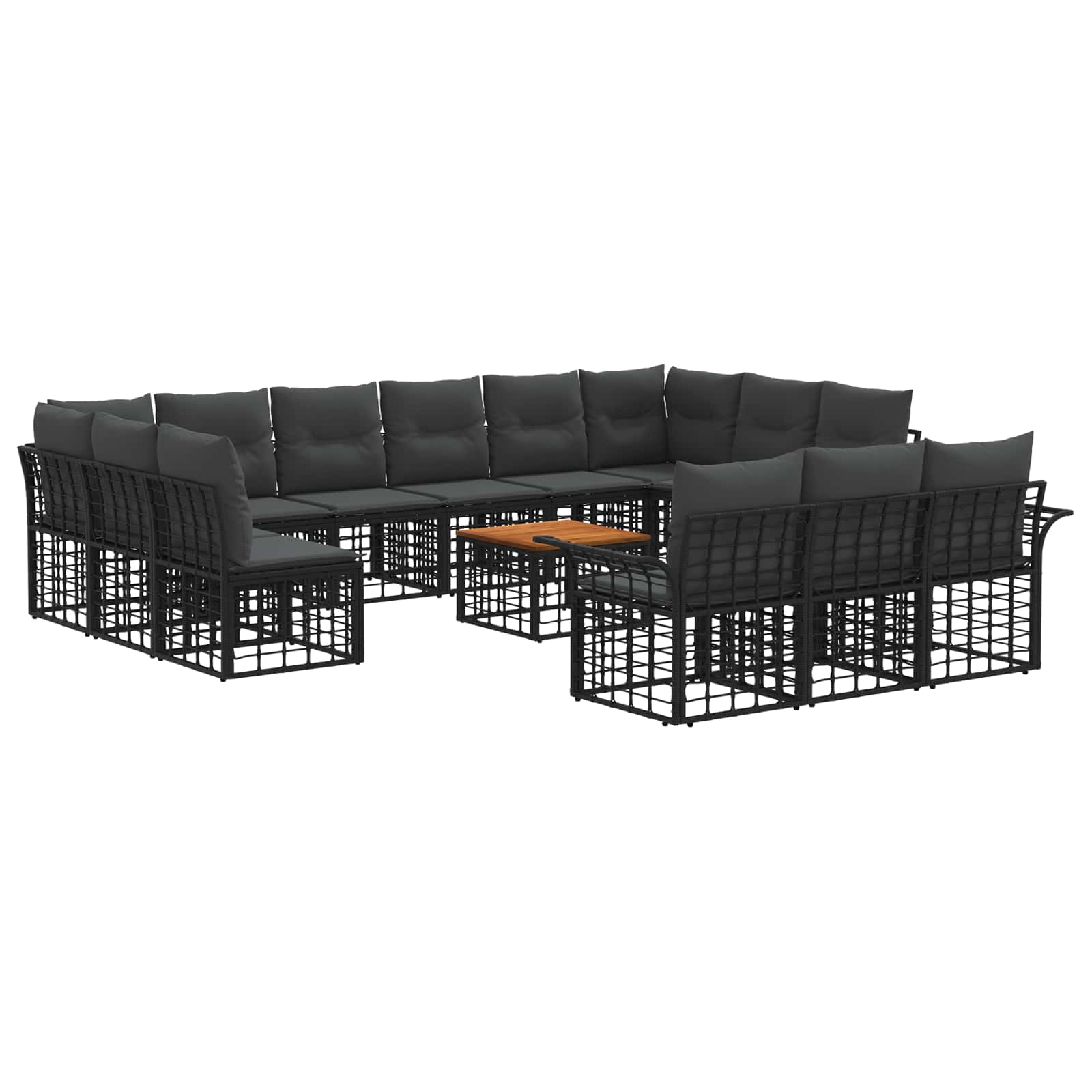 Zestaw sof na zewnątrz 14 pcs Czarny i Ciemnoszary Poliester vidaXL