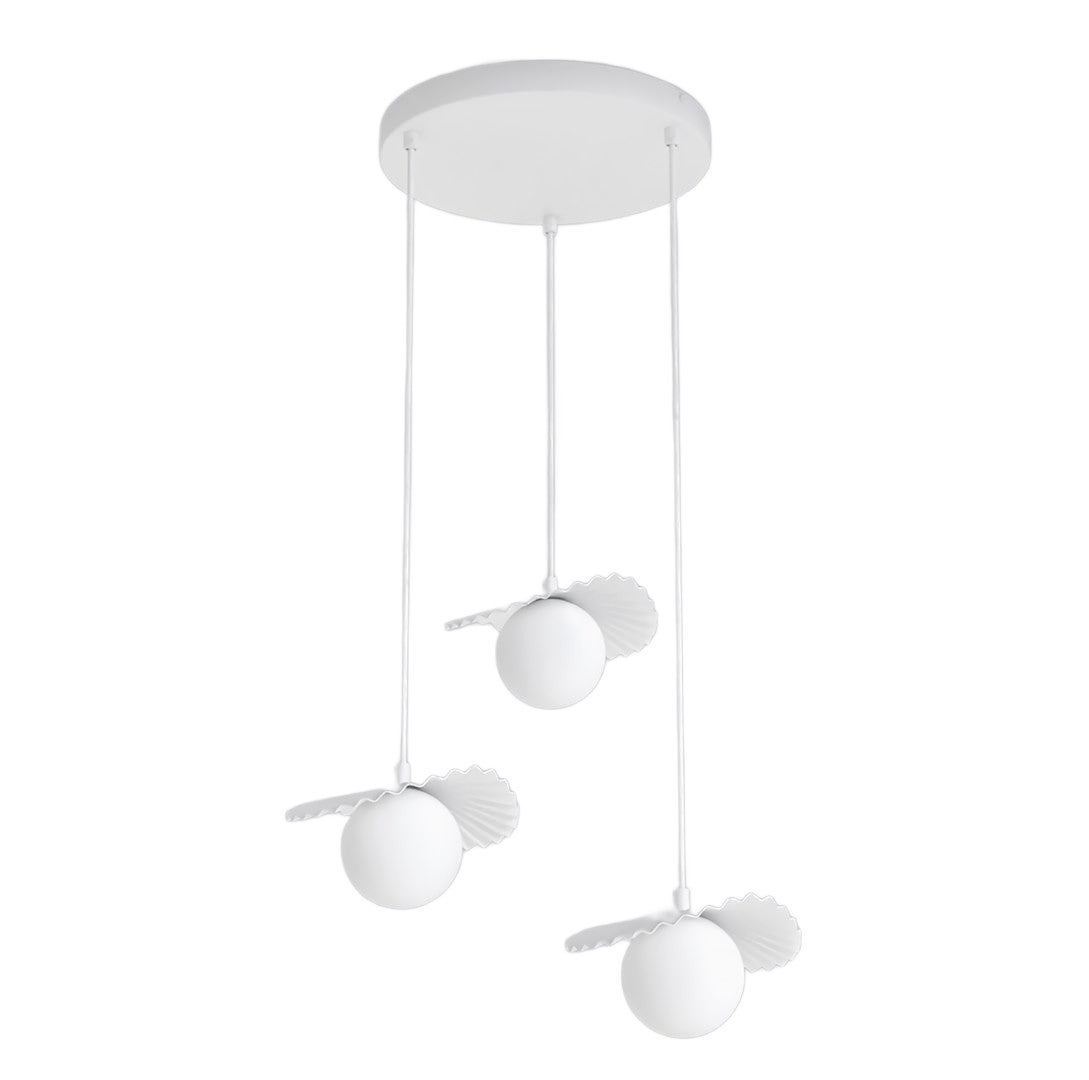 Lampa wisząca dekoracyjna biała okrągła szklane kule z karbowanymi kloszami 3xG9 8W FLORA Emibig