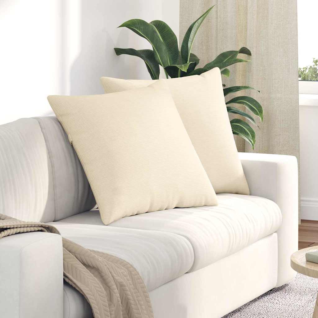 Poduszki na sofę 2 pcs Kremowy 80 x 80 cm Tkanina sztruksowa vidaXL