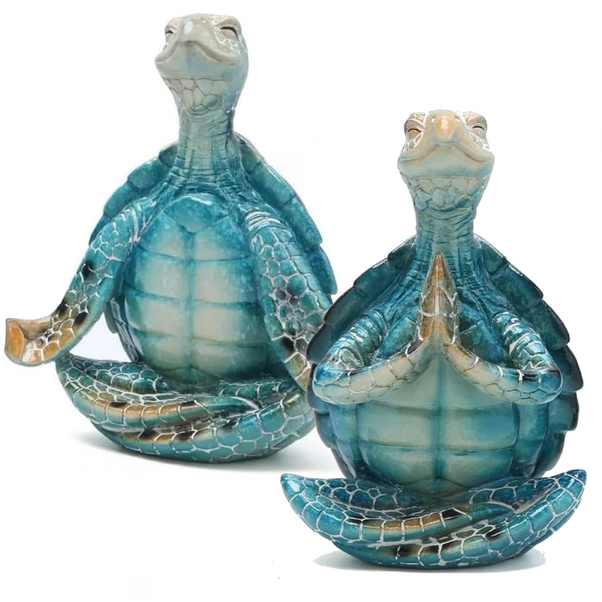 2 sztuki Figurka Zwierzęca Żółw Morski Medytacja Yoga Dekoracja, Statua Żółwia Morskiego Zen Yoga Żywica, 16*11*8cm