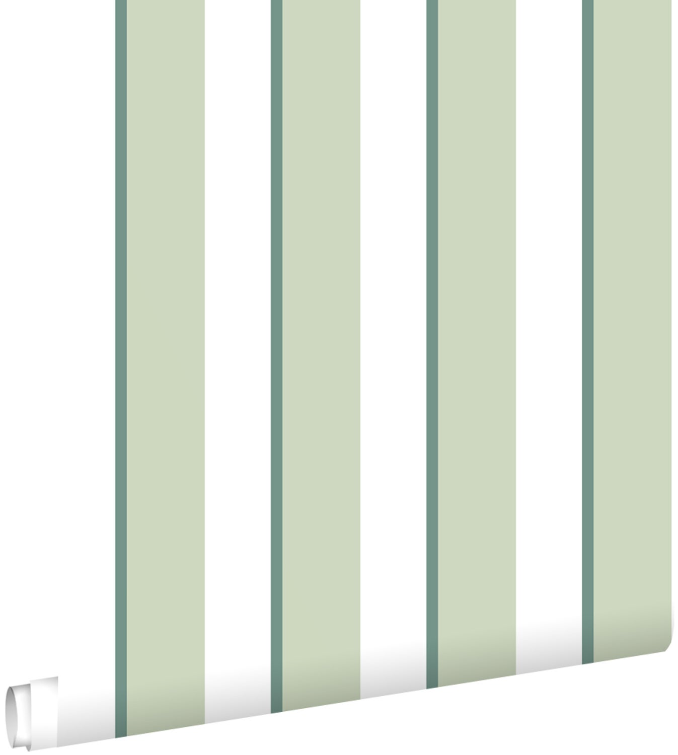 Tapeta paski zielony i biały - 50 x 900 cm - ESTAHOME
