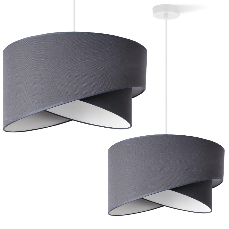 Lampa sufitowa wisząca Light Home LH Gaja 1xE27 abażur skos biały/ciemny szary