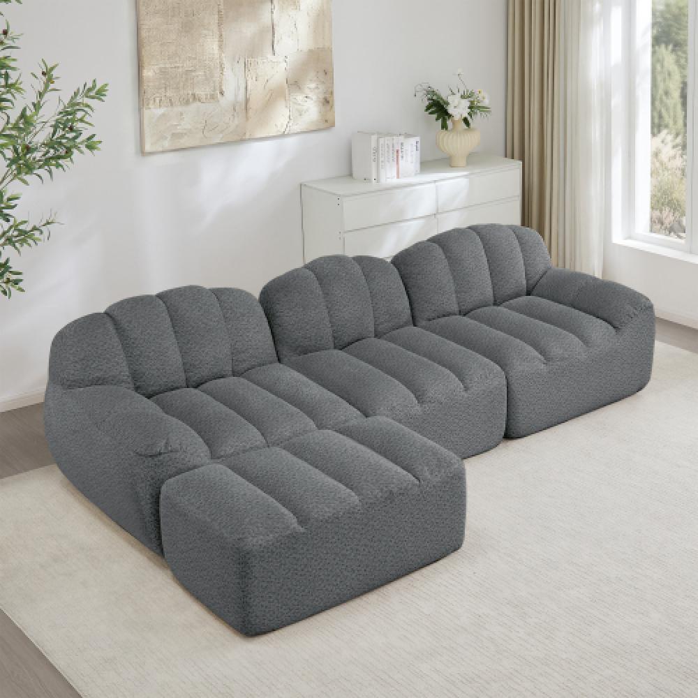 Modułowa sofa 3-osobowa w stylu muszli, głębokie poduszki, do salonu i mieszkania, nie wymaga montażu