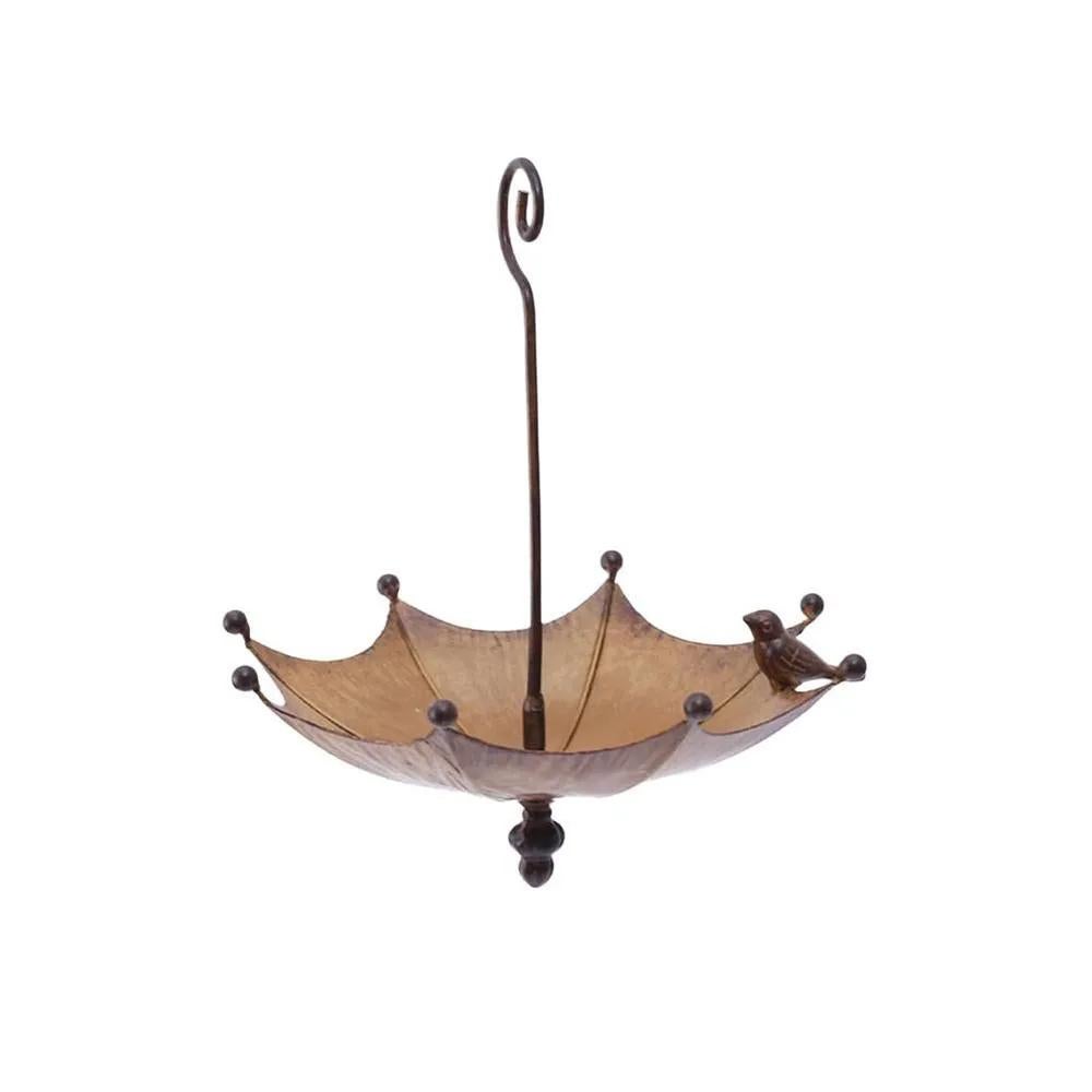 Wiszący metalowy karmnik dla ptaków w kształcie parasola, ręcznie wykonana dekoracja do ogrodu lub na podwórko,23,5 x 23,5 x 28 cm