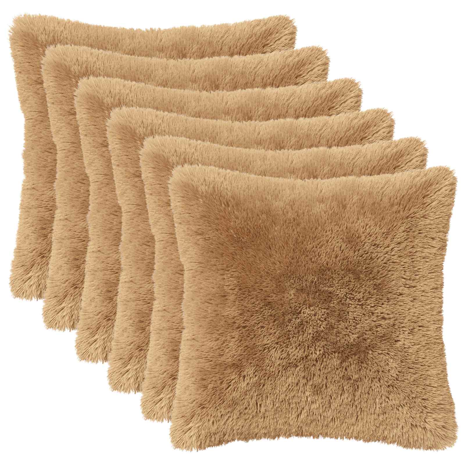 6x Poduszka Dekoracyjna 50x50 cm z Polaru z Wypełnieniem Taupe do Salonu