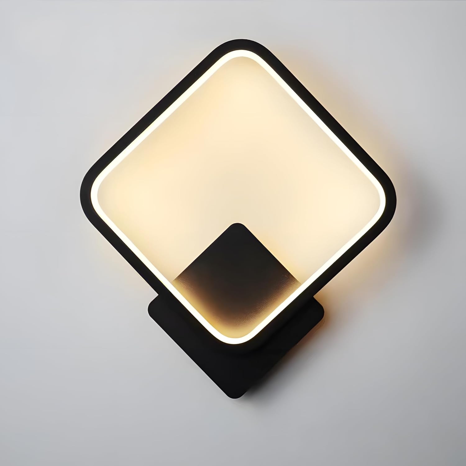 Kinkiet wewnętrzny LED, 15W, nowoczesny styl, 3 temperatury barwowe (3000K/4000K/6000K), kształt diamentu, czarny