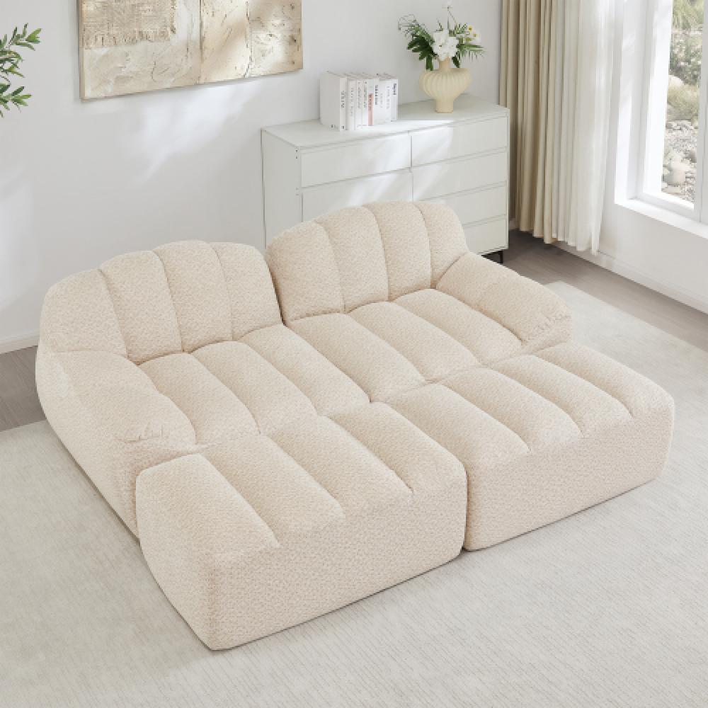 Modułowa sofa 2-osobowa w stylu muszli, głębokie poduszki, do salonu i mieszkania, nie wymaga montażu