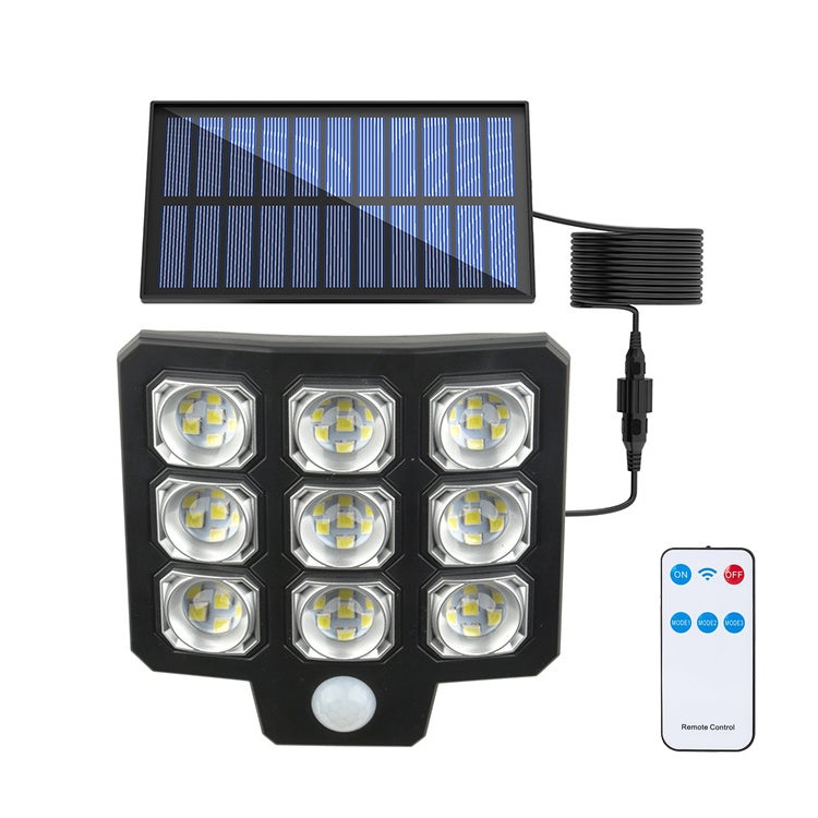 Projektor solarny 3 tryby z czujnikiem ruchu, lampa ścienna 90 LED do ogrodu, tarasu, garażu