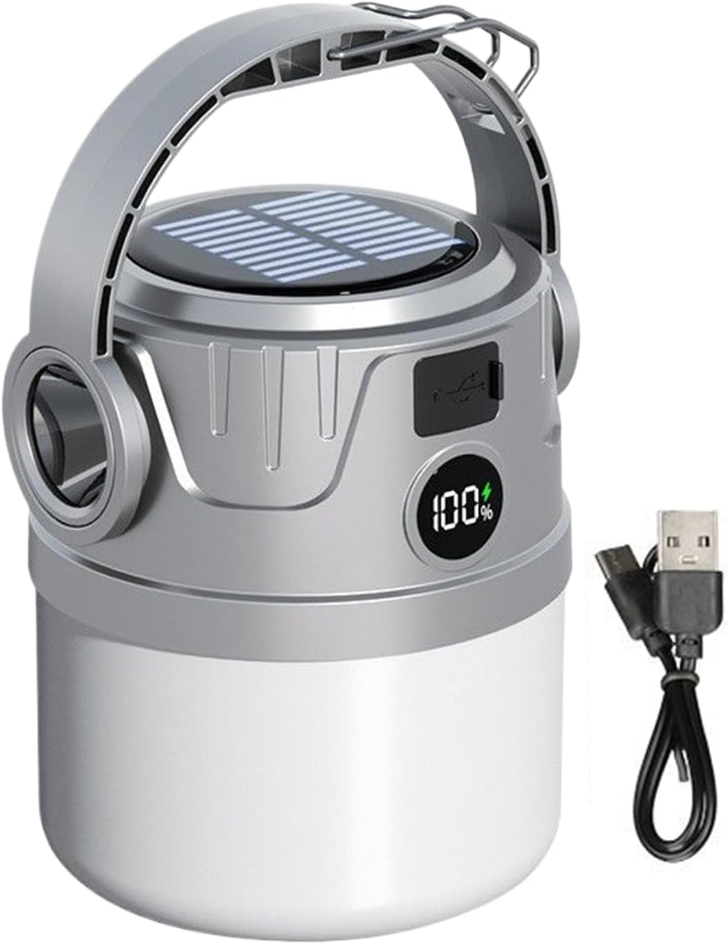 Latarka solarna – zewnętrzna lampa LED, wodoodporna, ładowana przez USB, wielofunkcyjna, do biwakowania, wędrówek pieszych, w sytuacjach awaryjnych