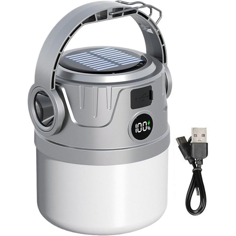 Latarka solarna – zewnętrzna lampa LED, wodoodporna, ładowana przez USB, wielofunkcyjna, do biwakowania, wędrówek pieszych, w sytuacjach awaryjnych