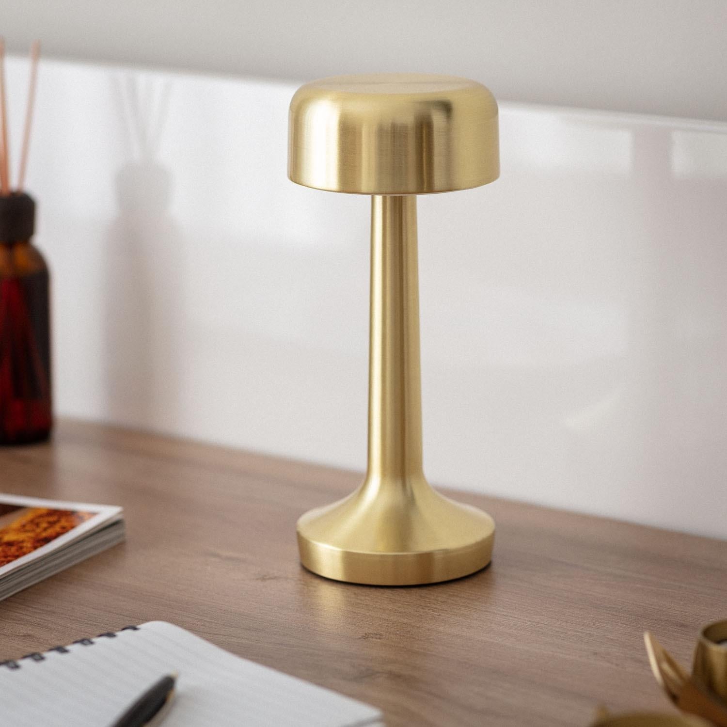 Lampa Stołowa LED Przenośna Metalowa z Baterią USB Ładowalna Ciara Złoty
