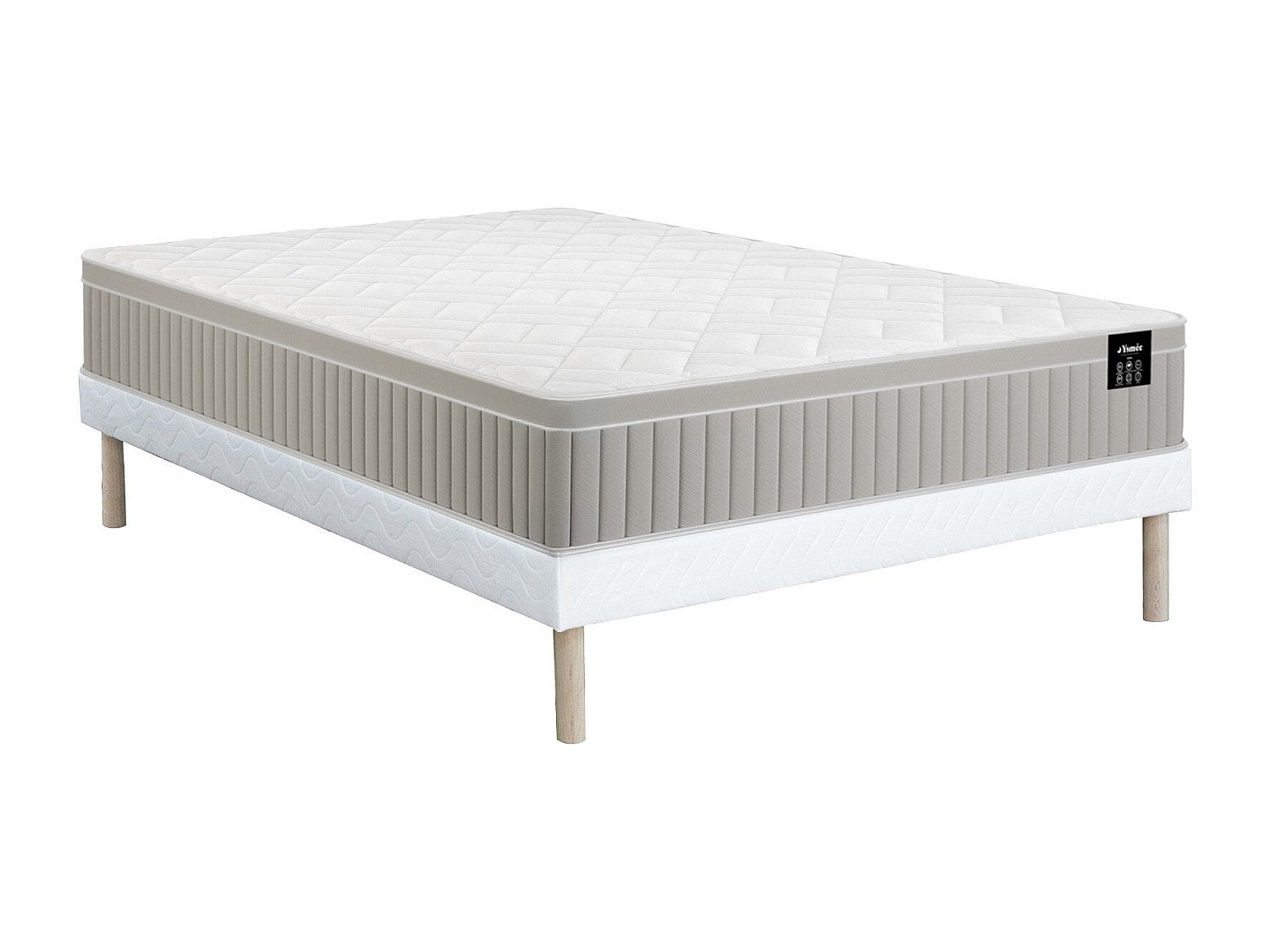 Zestaw 160 x 200 cm stelaż tapicerowany + materac piankowy i żelowy z pamięcią kształtu 7 stref gr 22 cm - SOMIRA marki YSMÉE