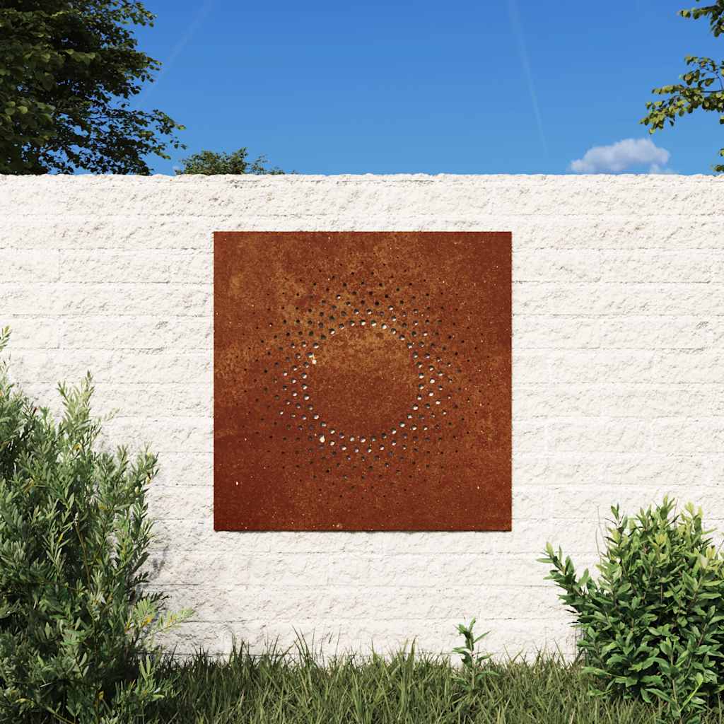 Ogrodowa dekoracja ścienna, 55x55 cm, stal kortenowska, słońce vidaXL