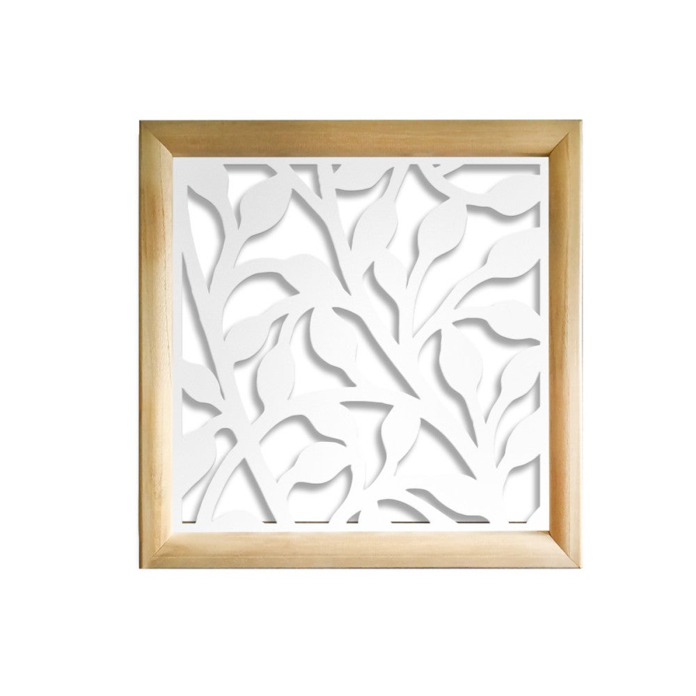 BUSH - Kwadratowe moduły dekoracyjne z drewna i PVC - Rozmiar 48x48 cm - Grubość 47 mm - Kolor wewnętrzny BIAŁY