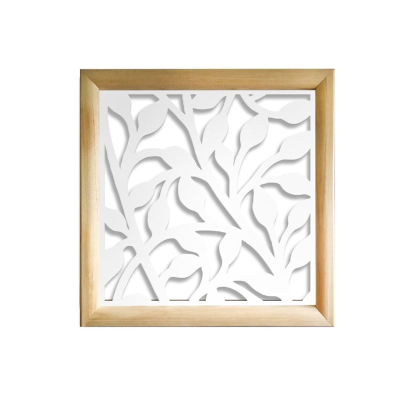 BUSH - Kwadratowe moduły dekoracyjne z drewna i PVC - Rozmiar 48x48 cm - Grubość 47 mm - Kolor wewnętrzny BIAŁY