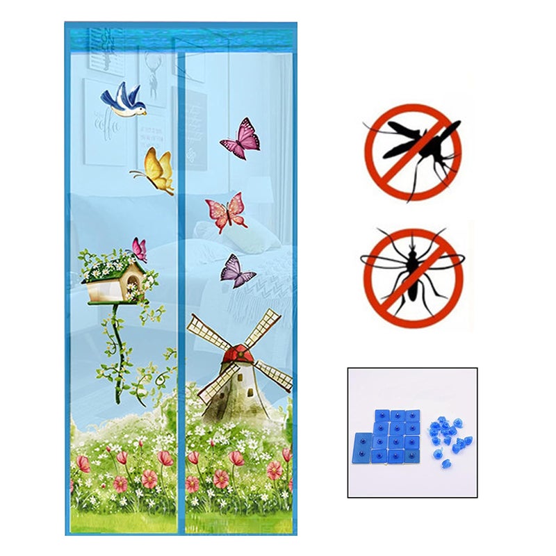 Magnetyczna moskitiera na drzwi 90x210 cm - Siatka na drzwi do sypialni, na taras - Nowoczesna i łatwa w montażu - Ochrona przed muchami i komarami