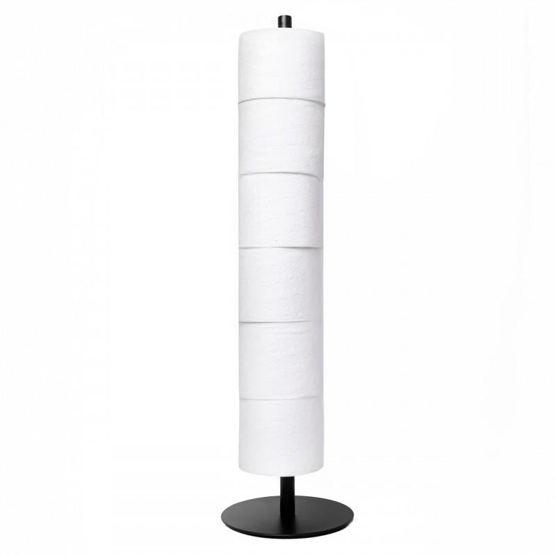 Stojak na papier toaletowy czarny mat wolnostojący łazienkowy 6 rolek loft - Yoka