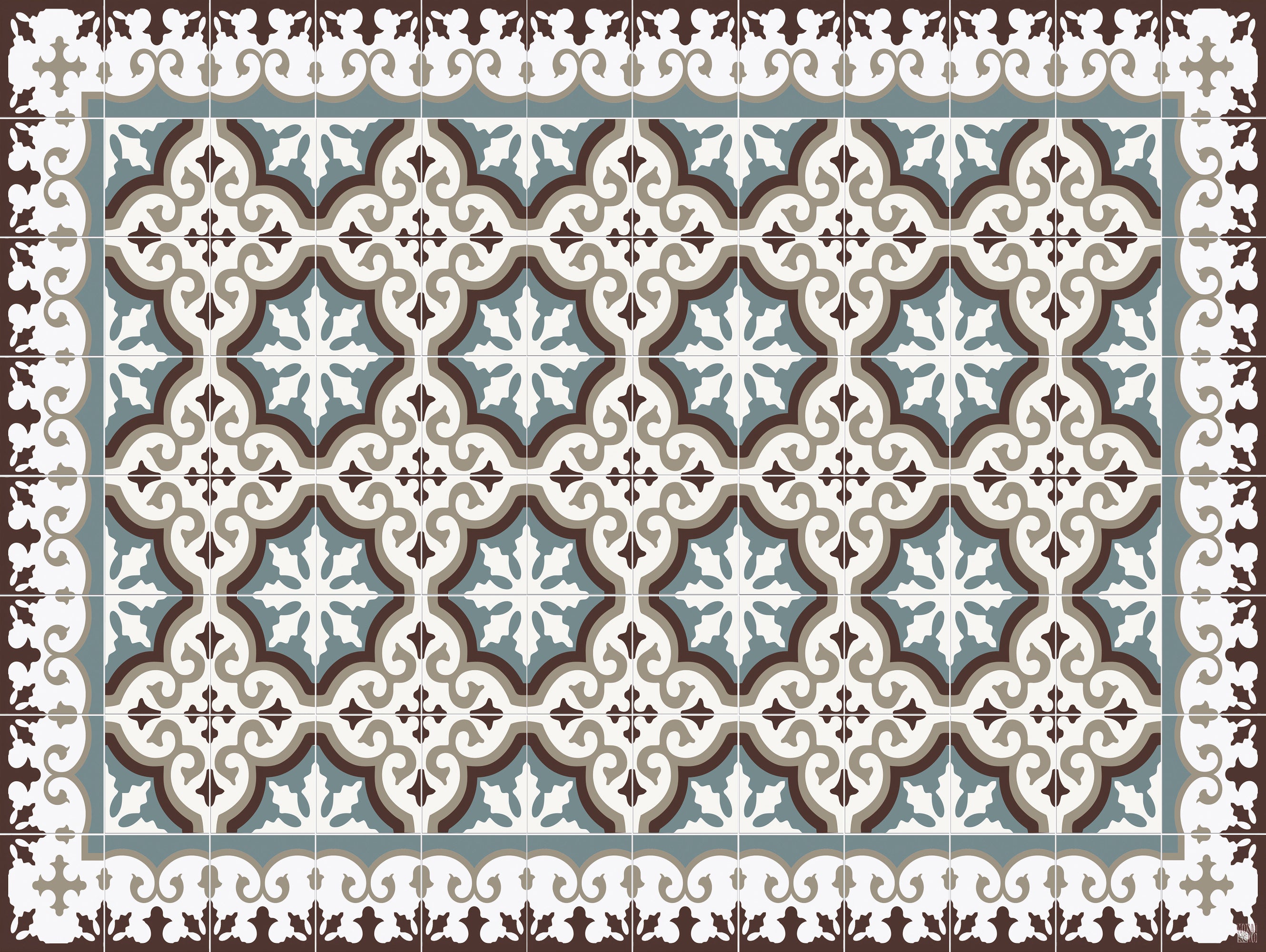 Flocons aigue-marine Dywan winylowy 100x133 cm - PVC antypoślizgowa, winylowa do kuchni lub salonu, zmywalna, wodoodporna, niebieska