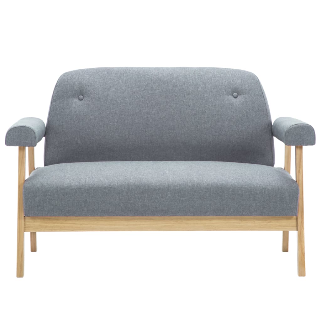 Sofa 2-osobowa tapicerowana tkaniną, jasnoszara