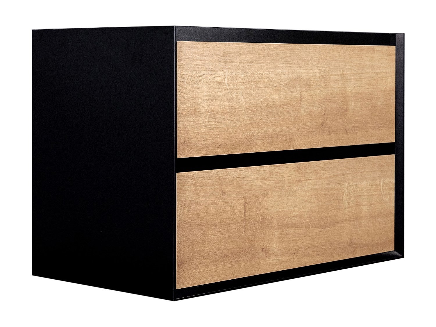 Szafka łazienkowa wisząca w kolorze naturalnym i czarnym - 80 cm - LANNICK