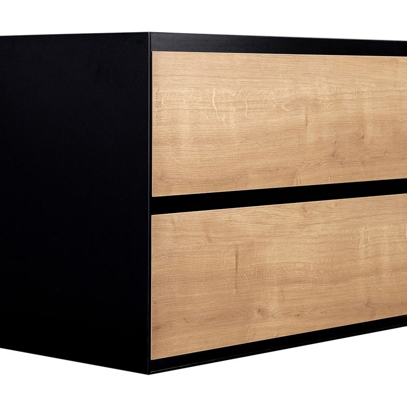 Szafka łazienkowa wisząca w kolorze naturalnym i czarnym - 80 cm - LANNICK