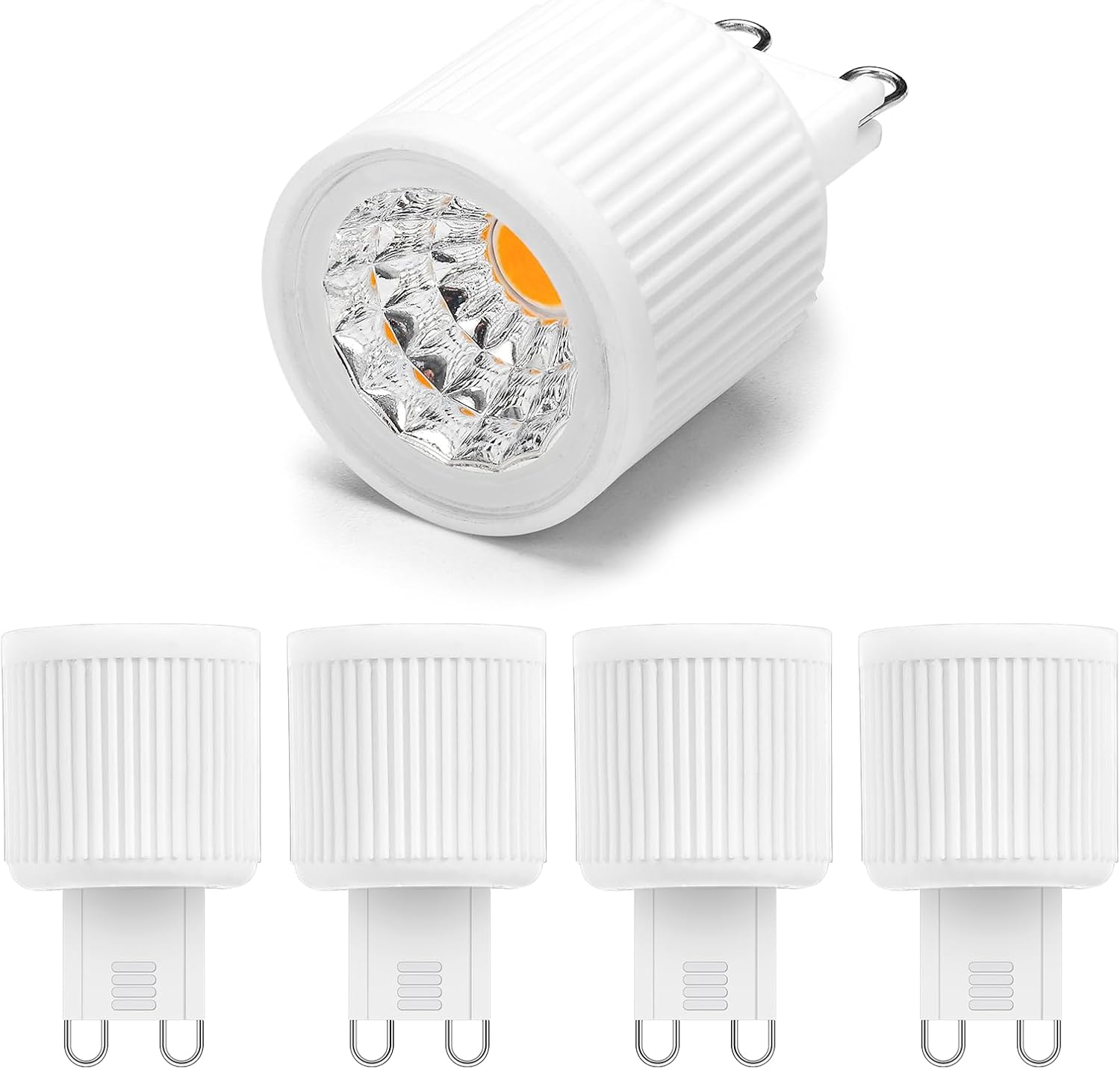 Żarówki LED G9, 3 W (odpowiednik żarówki halogenowej 30 W), 120 V, ciepłe białe światło 3000 K, 300 lumenów, opakowanie 5 sztuk.