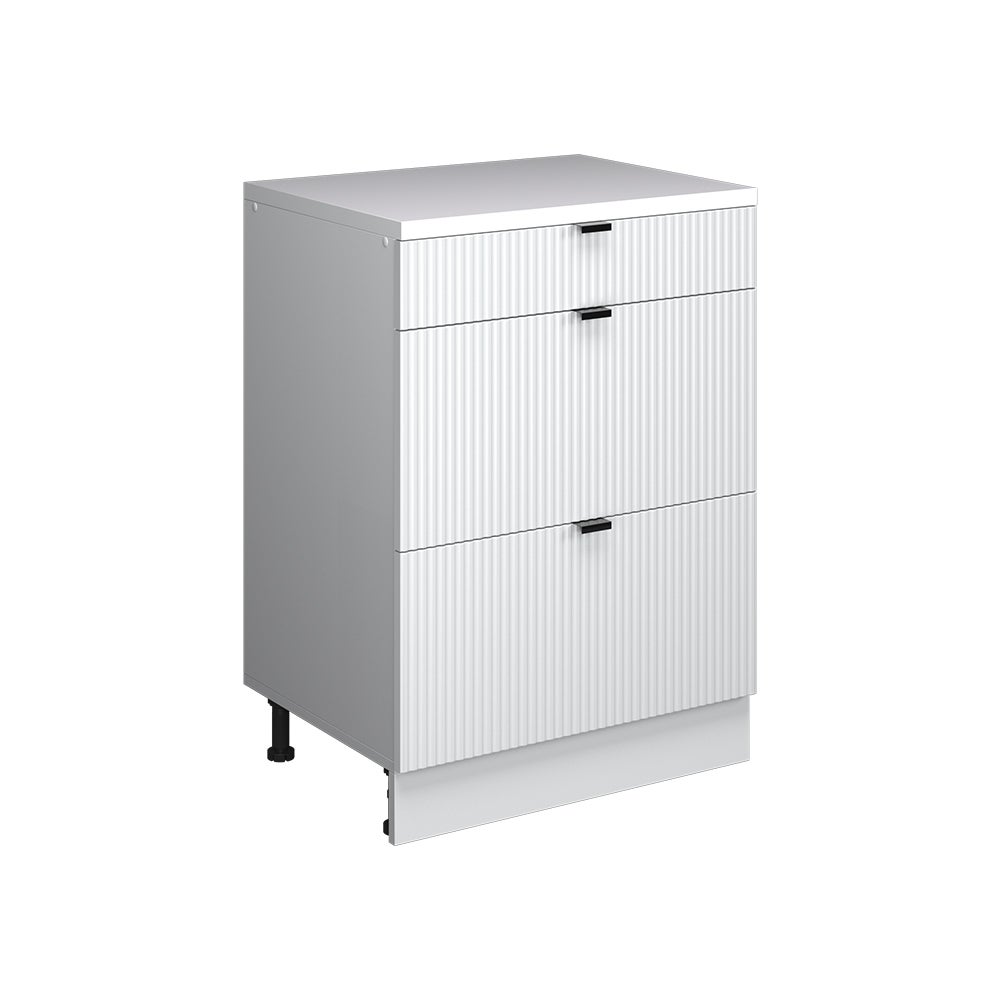 Vicco Komoda rozszerzająca Rion, Białe pofałdowanie/Biały, 60 x 46 cm bez skosu z 3 szufladami